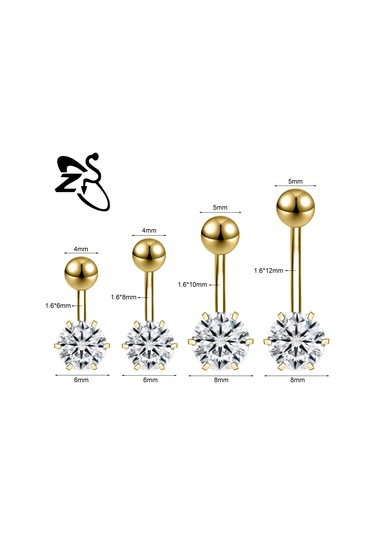Zs 14g Paslanmaz Çelik Göbek Piercingi 6/8/10/12 Mm Cz Kristal Takı Greenmavi Beyaz Çinko Kaplama Mavi Beyaz Çinko Kaplama