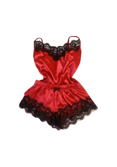 Sones Bölünmüş Dantel Askılı Ev Hizmeti Pijama Takımı Açık Pembe