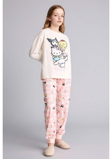 Defacto %100 Pamuklu Hello Kıtty 2'li Pijama Takımı Kız Çocuk H1070A826SP
