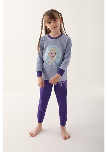 Frozen Açık İndigo Kız Çocuk Uzun Kol Pijama Takım Açık İndigo