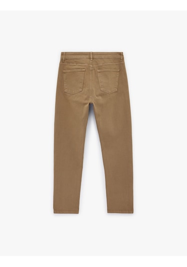 Koton Pamuklu Cepli Düğmeli Regular Fit Pantolon Bej 6sam40022nw Ekru