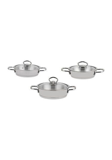 Nehir Silver Trend 6 Parça Çelik Sahan Seti