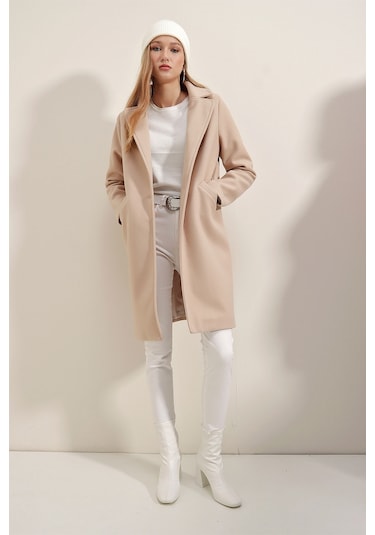 Bigdart 9085 Kaşe Kadın Kaban Bej