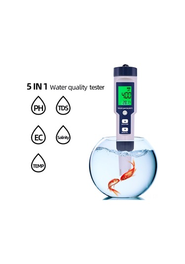 Kosona Su Kalitesi Analizi Cihazı: Ph, Tds, Ec, Tuzluluk Ve Sıcaklık Ölçer - Ip67 Su Geçirmez, Geri Aydınlatmalı Ekran