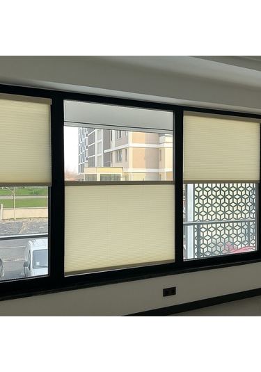 Perdema Yapışkanlı Jalvolin Plise Cam Balkon Perdesi - Ofis Perdesi - Mutfak Perdesi - Salon Perdesi Açık Gri