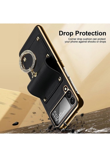 Samsung Galaxy Z Flip4 5g Gkk Renkli Pu Telefon Kılıfı Ve Halka Tutucu Diğer