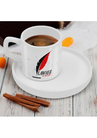 Bk Gift Kişiye Özel Sunum Tabaklı Avukat Tasarımlı Kahve Fincanı-7, Sevgiliye Hediye, Arkadaşa Hediye, Avukata Hediye Kobitmeyen137771 Bk Gift