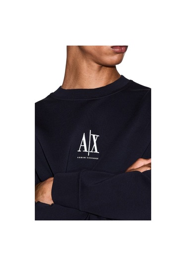 Erkek Regular Fit Nakışlı Yazı Logolu Sweatshirt - Lacivert Deep Navy