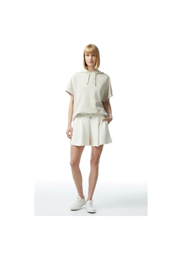 Nautica Kadın Relaxed Fit Kısa Kollu Sweatshirt - Bej Bej