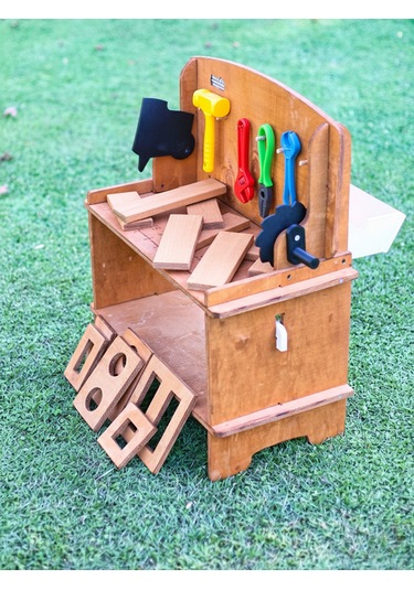 Mandu Ahşap Çocuk Marangoz Tezgâhı Ahşap Rengi