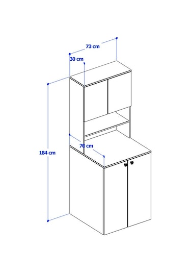 Çamaşır Makinesi Dolabı 004 - Atlas Çam - Antrasit