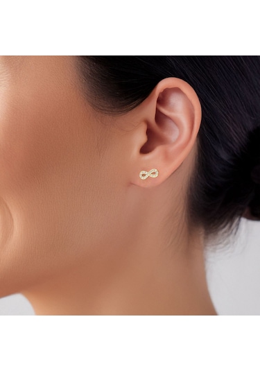 Minik Sonsuzluk Altın Kaplama Gümüş Küpe Gold