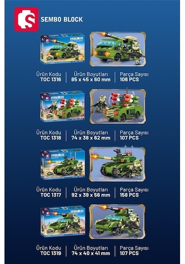 Sembo Block Iron Blood 4'ü 1 Arada Savaş Araçları 506 Parça Yapı Blokları  İle Uyumlu 1316-1319
