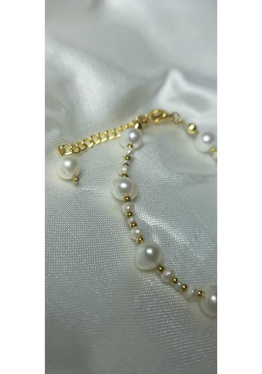 24k Altın Kaplama Gerçek Kum İnci Aranjman Dorikalı Bileklik Beya Gold