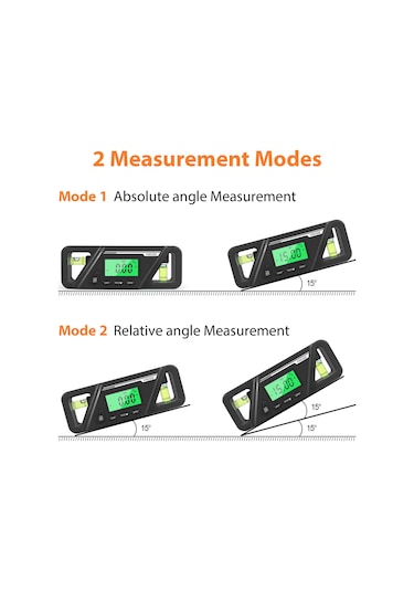 Qingmipy Siyah Dijital Açı Ölçer - Seviye, Eğim Ve 90 Derece Ölçüm Fonksiyonuyla Abs Malzeme, 0.05 Çözünürlük, Manyetik Özellikli