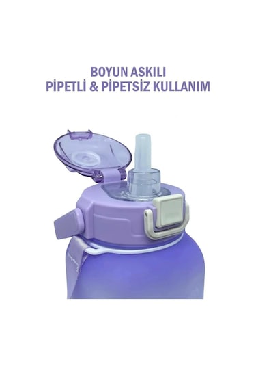 Vagonlife Vgn2275-t Mor 1100ml Çocuk Pipetli/pipetsiz Kullanım Su Matarası -askılı