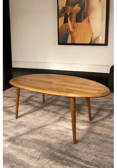 Fawdecor Asimetrik Masif Ahşap Modern İskandinav Oval Ceviz