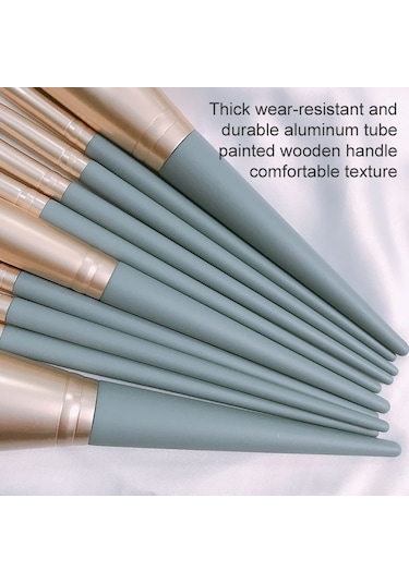 Sones 10 Adet / Set Makyaj Fırçası Mısır İpeği Elyaf Saç Gevşek Pudra Fırçası Yüz Ve Göz Makyaj Fırçası, Stil: Yeşil Silindirli