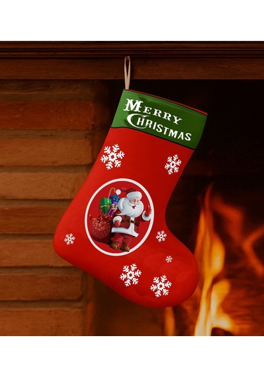 Yılbaşı Çorabı Duvar Süsü Noel Temalı Dekoratif Duvar Aksesuarı Yeni Yıl Ev Süslemesi