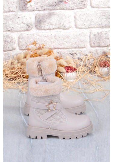 Fort Cool Evla Anatomik Sıcak Astar Kaymaz Taban Kız Çocuk Bot Bej