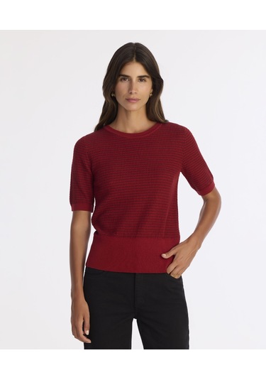 Yargıcı Regular Bisiklet Yaka Kısa Kol Kazak 25kktr2020x 043 Kırmızı