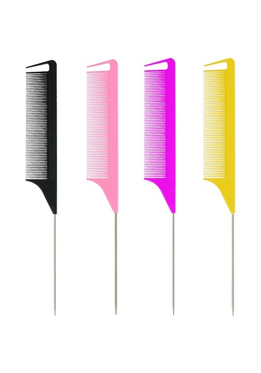 Suntek Kuaför Metal Pin Kuyruk Sıçan Kuyruğu Tarak Siyah