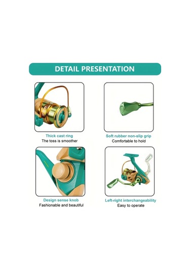 Xuweiwei 2000 Sku Yüksek Performanslı Hıshark Döner Makara Alüminyum Sap Paslanmaz Çelik Rulmanlar 52:1 Dişli Oranı Tatlı Ve Tuzlu Su Balıkçılığı İçin Yeşil Şık Olta Makinası