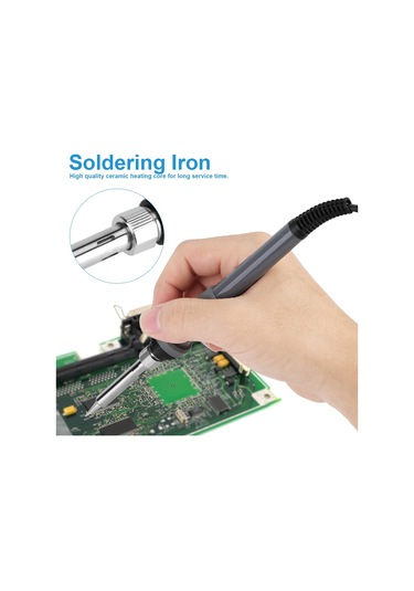60w Elektrikli Havya Ayarlanabilir Sıcaklık El Aleti Kiti, 5 Lehim Ucu İle 220v Ab Tak