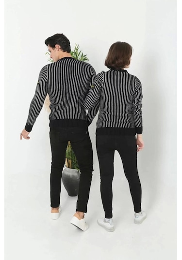 Erkek Bisiklet Yaka Yün Örmeli Triko Kazak - Siyah Siyah