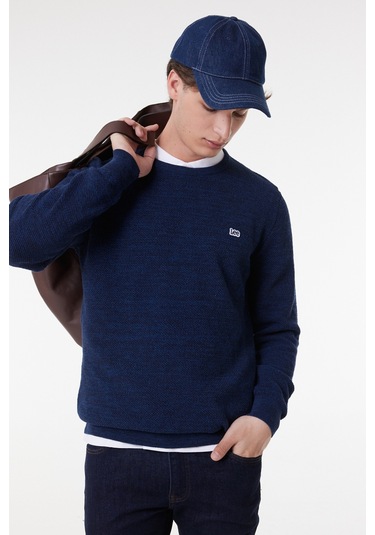 Lee Regular Fit Normal Kesim Bisiklet Yaka Indigo Erkek Triko Kazak L212149315 İndigo