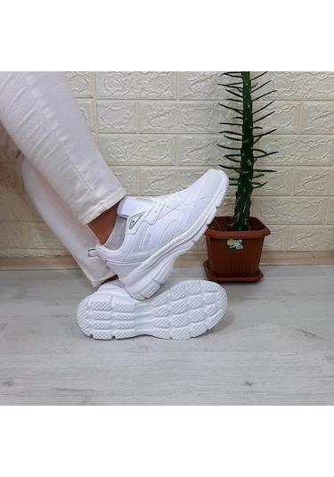Kinetix Melly Pu Beyaz Fuspetli Dolgu Topuk Bayan Spor Ayakkabı 001