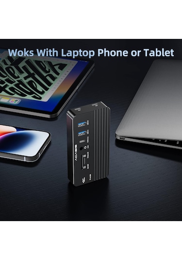 Acasis CM073S 10in1 USB,HDMI,PD100W,LAN,Type-C Dock+Disk Kutu