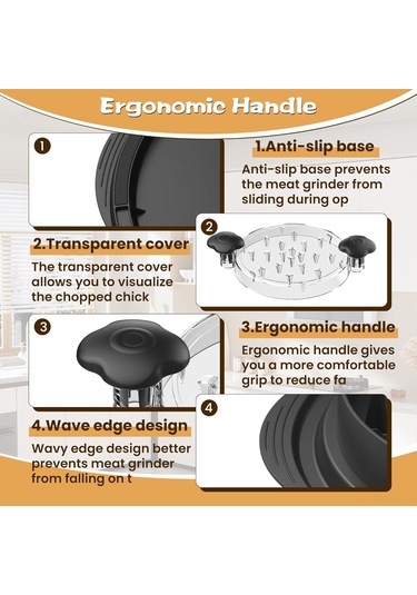 Springsun Elmas Kılıflı Siyah Tavuk Dilimleyici, Ergonomik Kollü El Aletleri, Paslanmaz Çelik Çatal Ve Nylon Fırça İçeren Profesyonel Kesim Seti Siyah