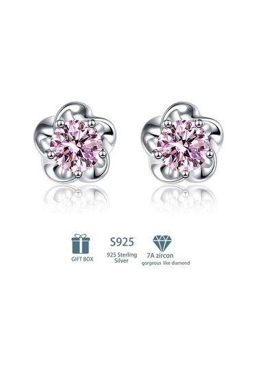 Pembe Tancise Klasik 925 Ayar Gümüş Pembe Sarı 7a Zirkon Küpe Damla Küpe Kadınlar İçin Düğün Parti Hediyeleri E