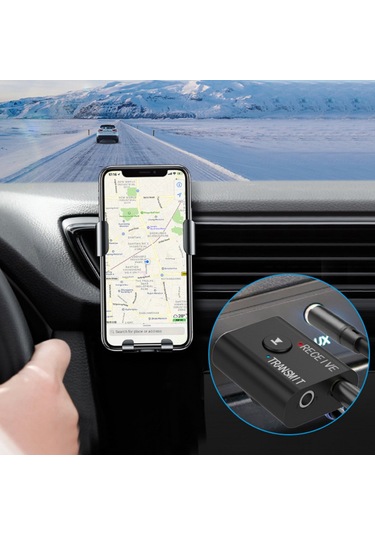 Gajeena Bt5.0 Bluetooth Verici Alıcı 2'li Set, Mikrofonlu, El İle Ulaşmadan Arama, Araba Ve Bilgisayar Uyumlu, Siyah