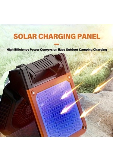 Dashanshop 1 Adet Taşınabilir Güneş Enerjili Şarj Edilebilir Turuncu Usb Fan Led Akıllı Tavan Fanı Kamp Ev Ofis İçin Kablosuz Masa Fanı