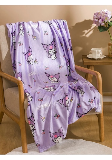 Mor Hello Kitty Baskılı Tv Battaniyesi 100x150 Cm