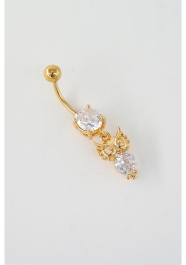 Kadın 316l Anti Alerjenik Sallantılı Baykuş Figürlü Göbek Piercing - Altın