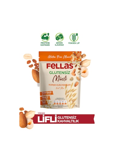 Fellas Glutensiz Müsli - Karışık Kuruyemişli 270g