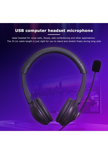 Suofeng Usb Kablolu Kulaklık, Gürültü Engelleme Mikrofonlu, Ofis Konferans/servis Çağrıları İçin, Hızlı Ses Kontrol Ve Sessiz Mod, Siyah Oy359