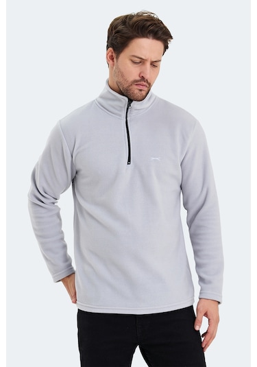 Slazenger Sanne In Erkek Dik Yaka Fermuarlı Gri Polar Gri
