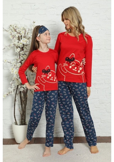 Alimer Kız Çocuk Bisiklet Yaka Uzun Kollu Pijama Takım Edy5157Uy