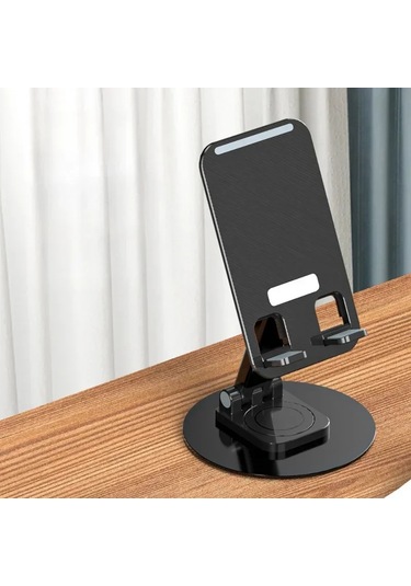 Goldenqian Evrensel Masa Standı 360 Ofis İçin Dönen Çok Açılı Kaymaz Metal Taban Katlanabilir, İphone 13 14 15pro Xiaomi Samsun Black Black
