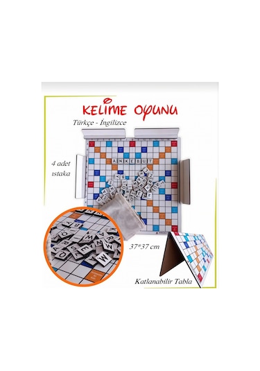 Ahşap Kelime Oyunu Katlanabilir Tabla 37x37 Cm
