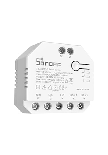 Shineyee Sonoff Dualr3 Akıllı Kontrol Modülü: Iki Kanal, Güç Ölçümü, Tuv Sertifikalı, Wi-fi Ve Siri İle Uzaktan Kontrol, Beyaz