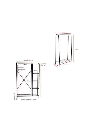 Bye Concept & More 2'li Askılık Seti Siyah Metal Raflı Portmanto ve Elbise Askılığı