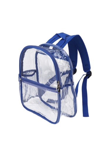 Skycity Su Geçirmez Şeffaf Pvc Sırt Çantası - Güvenlik Kontrolü İçin, Günlük Kullanım, Spor, Seyahat, Büyük Kapasite Mavi Ön Cep