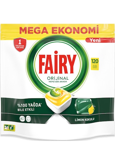 Fairy Hepsi Bir Arada Limon Kokulu Bulaşık Makinesi Deterjanı 120 Tablet