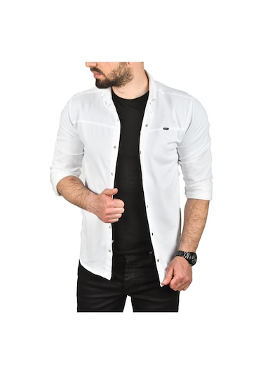 Deepsea Erkek Beyaz Slim Fit Pamuklu Kot Gömlek Kolay Ütülenebilir Çıt Çıtlı Likralı Spor Gömlek 2502504 Beyaz Deepsea Erkek Beyaz Slim Fit Pamuklu Kot Gömlek Kolay Ütülenebilir Çıt Çıtlı Likralı Spor Gömlek 2502504 Beyaz