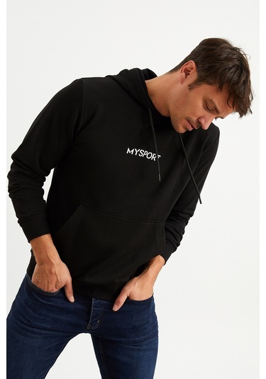 Mysport 201950 Erkek Kapüşonlu Sweatshirt-siyah Siyah
